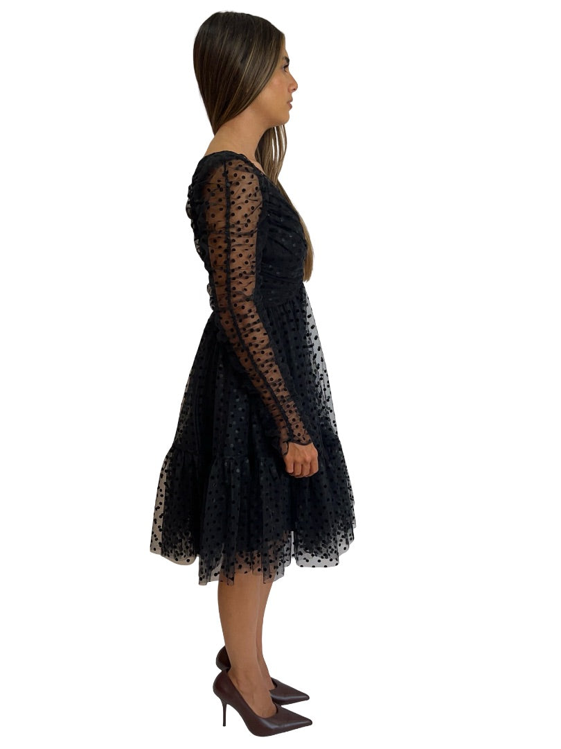 Zimmermann Black Polka Mesh Dress. Size: 1