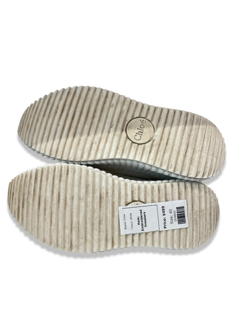 Chloe White 'Nama' Embroidered Sneakers. Size: 40