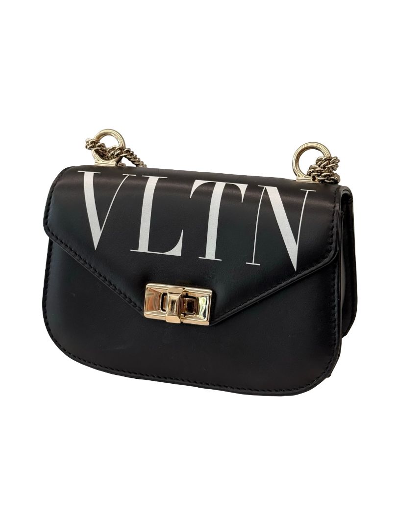 Valentino Black VLTN Stud Chain Crossbody Bag.