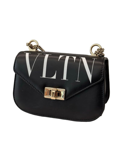 Valentino Black VLTN Stud Chain Crossbody Bag.