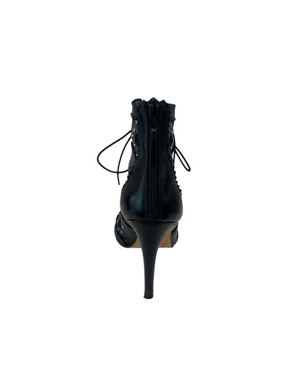 Stuart Weitzman Black Studded Cut Out Heel Boots. Size: 37