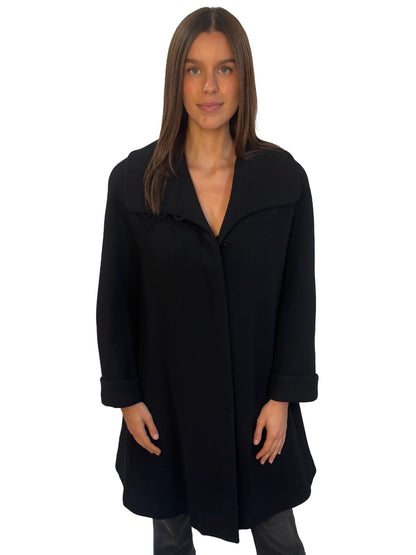 MANI Black Wool Coat. Size: 38