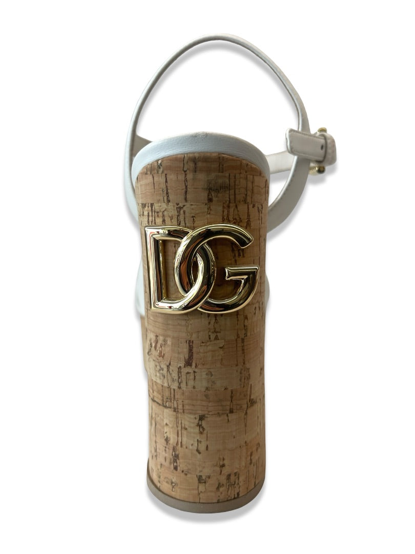 Dolce & Gabbana Ivory Cork Platform Peep Toe Block Heel. Size: 38