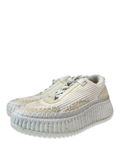 Chloe White 'Nama' Embroidered Sneakers. Size: 40