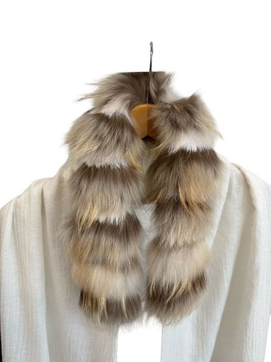 MaxMara Studio Off-White Rabbit Fur Scarf.