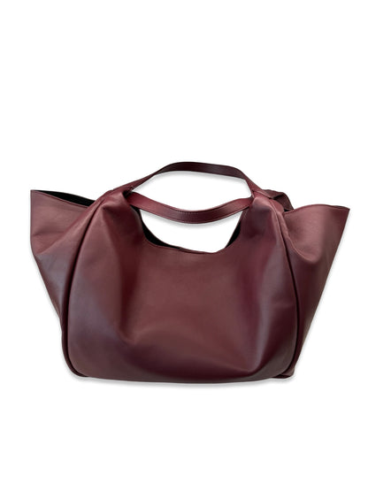 Giorgio Armani Burgundy Large Hobo Nappa Leather Bag.
