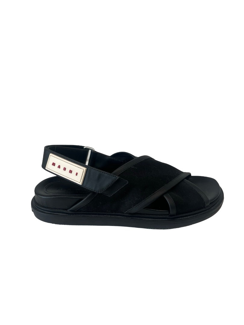 Marni Black Mesh Crossover Sandal. Size: 37
