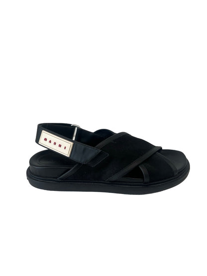 Marni Black Mesh Crossover Sandal. Size: 37