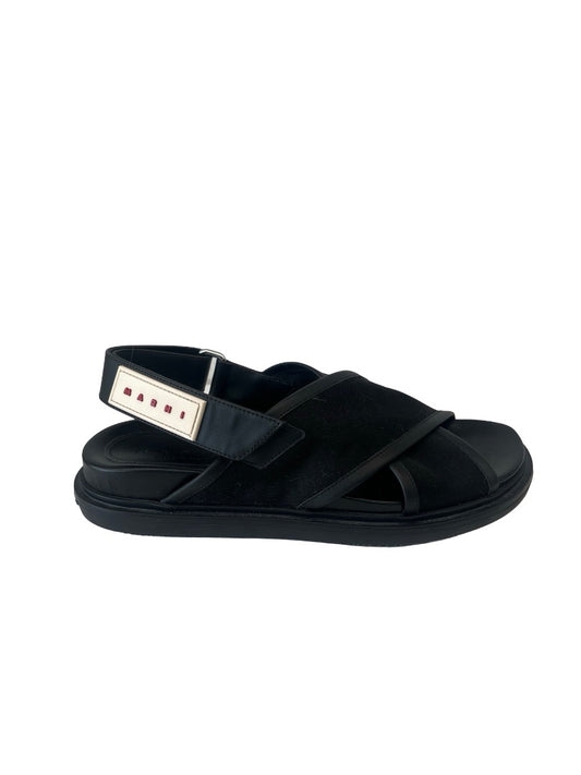 Marni Black Mesh Crossover Sandal. Size: 37