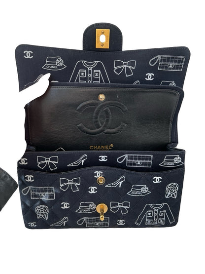 Chanel Navy 2002 Double Flap Icon Shoulder Bag. Size: Medium