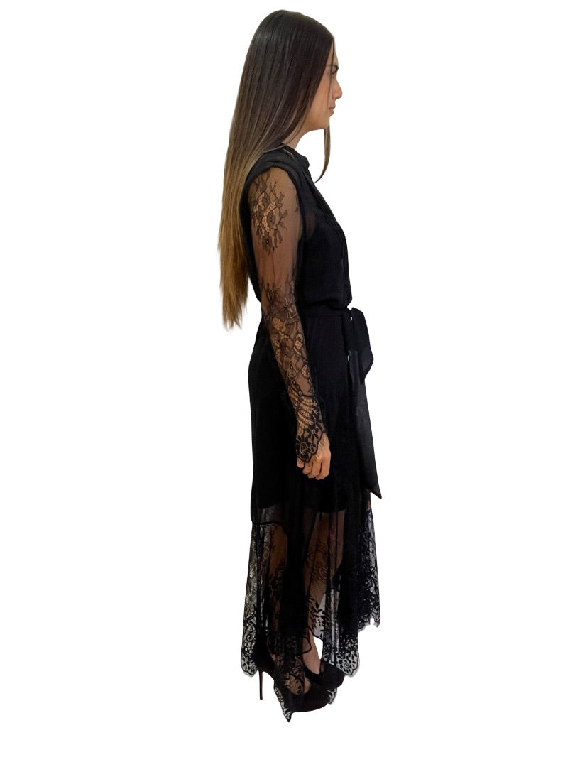 Husk Black Sheer Lace Detail Dress W Slip. Size: 1
