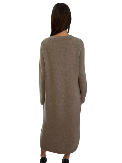Cashmerism Brown Merino / Yak Wool Long Sleeve Dress. Size: S