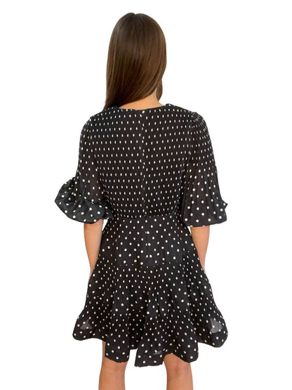 Zimmermann Black Polka Dot Pleated Mini Dress. Size: 3