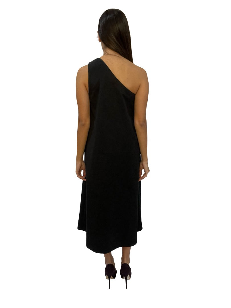 Jac+Jack Black Asymmetrical Shoulder Dress. Size: 6