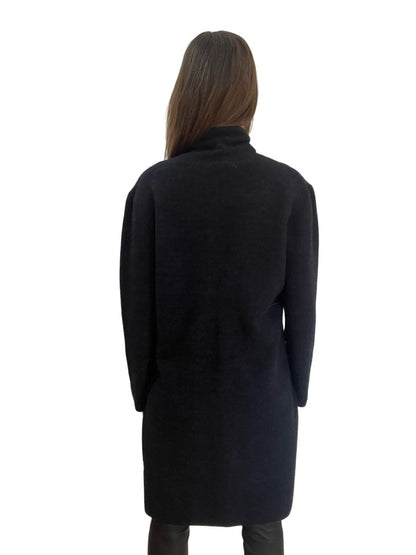 Dion Lee Black Wool Mock Neck Long Dress w Circular Cut-Out. Size: 10