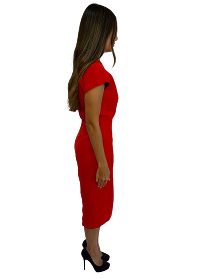 Victoria Beckham Red Spring / Summer 2015 Darted Dress. Size: 8