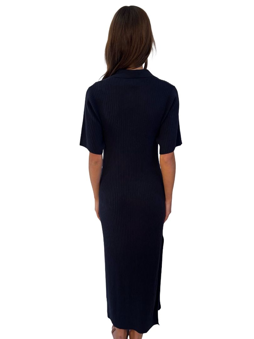 Jac+Jack Navy Polo Cotton/Cashmere Maxi Dress. Size: 8