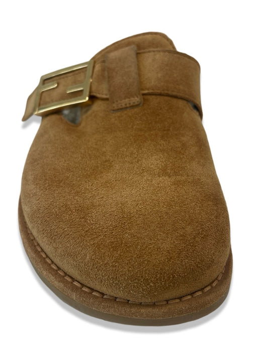 Fendi Camel Suede Sheepskin Sabots. Size: 37