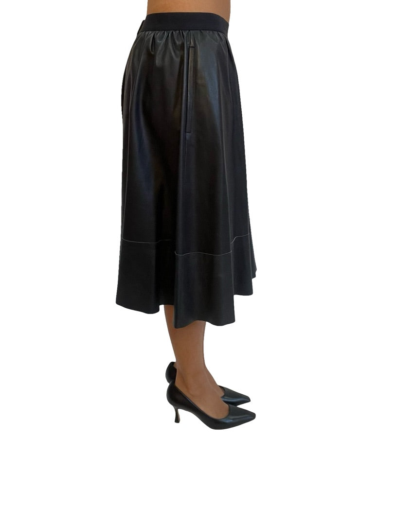 Scanlan Theodore Navy Leather Skirt. Size: 10