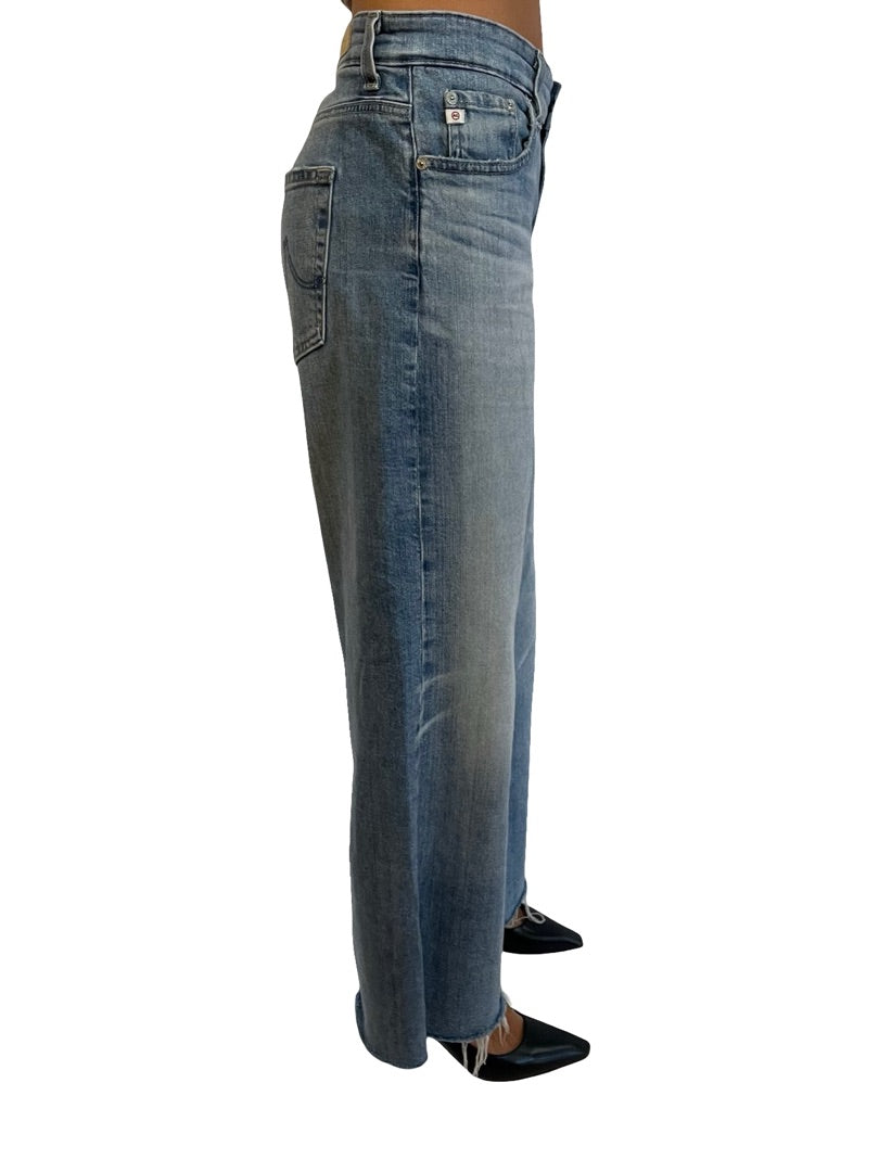 AG Jeans Light Blue Wash Wide Leg Crop Jeans. Size: 27