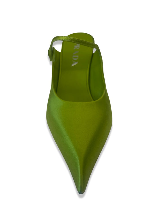 Prada Olive Green Satin Heels. Size: 37.5