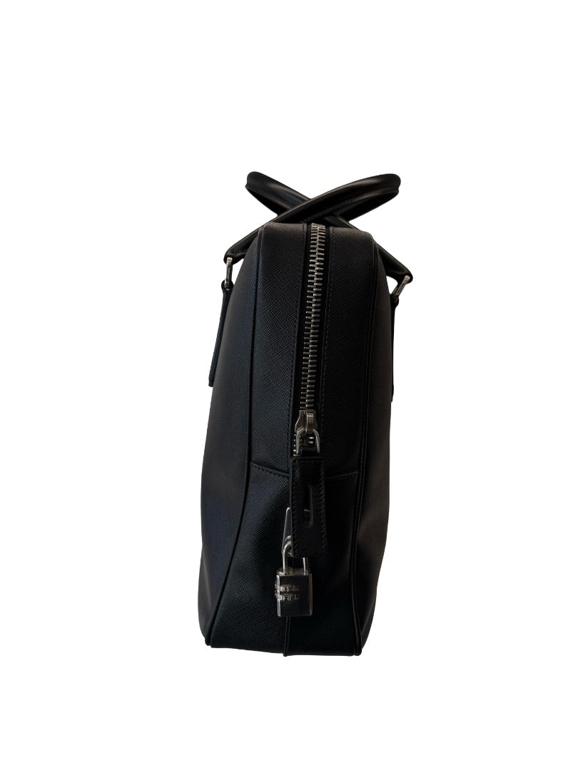 Prada Black Saffiano Leather Mens Briefcase Bag.