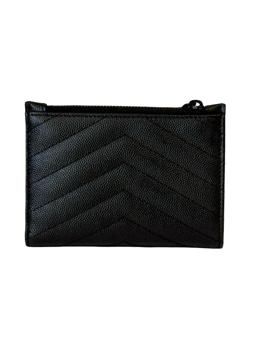 Saint Laurent Black Cassandre Matelasse Quilted Leather Wallet.