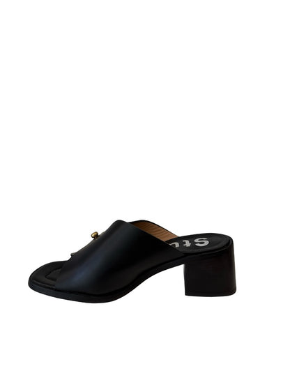 Acne Studios Black Leather 'Joaney' Heeled Mules. Size: 37