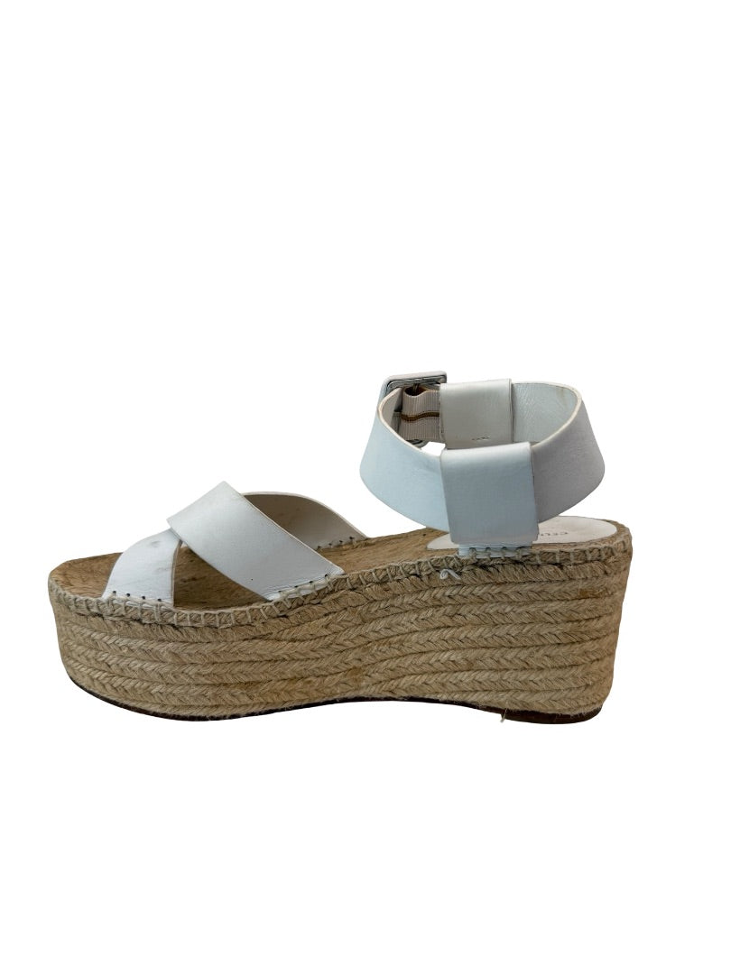 Celine White Leather Platform Espadrille Wedges. Size: 40