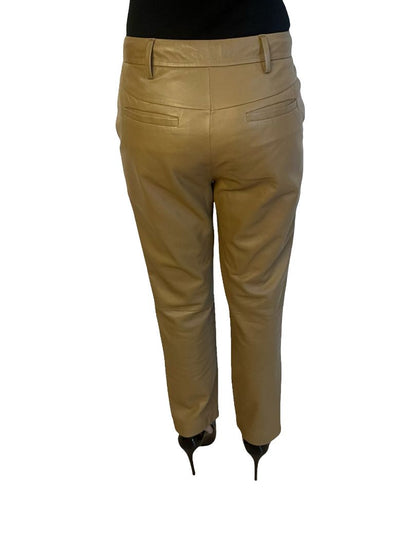 Scanlan Theodore Tan Buttoned Ankle Leather Pants. Size: 8