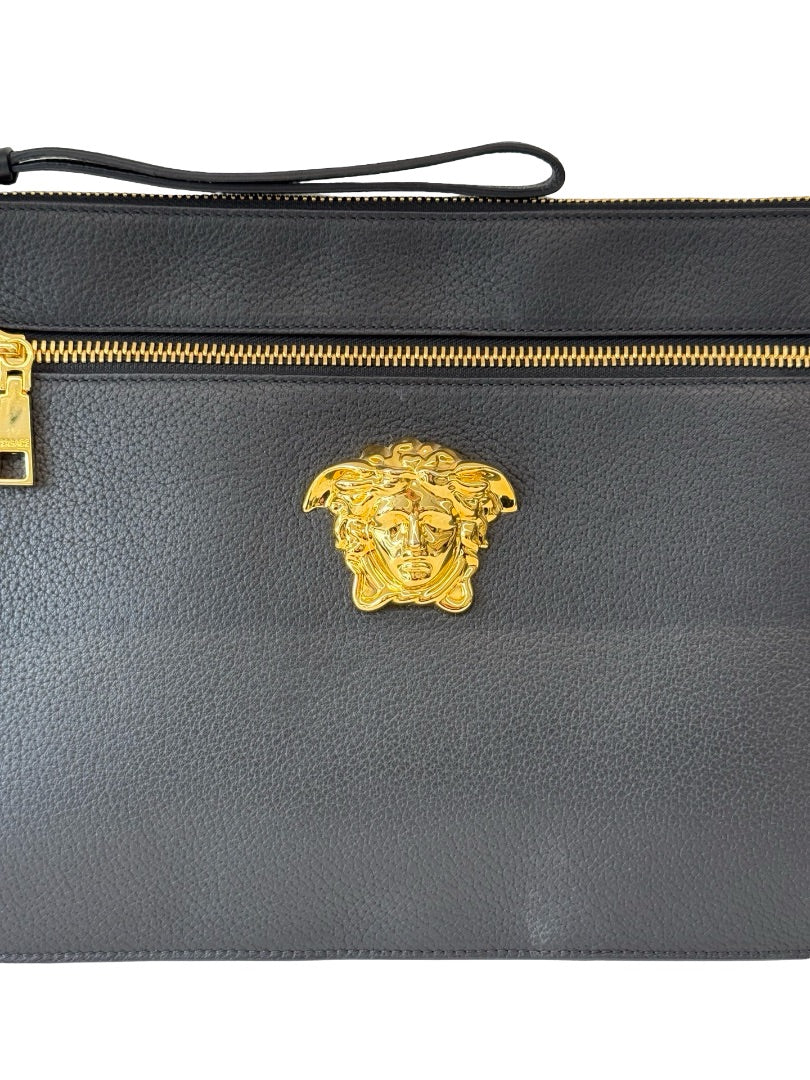 Versace Black/Gold Large Palazzo Medusa Clutch.