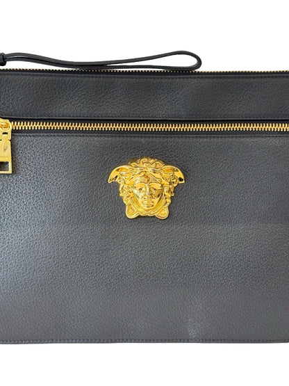 Versace Black/Gold Large Palazzo Medusa Clutch.