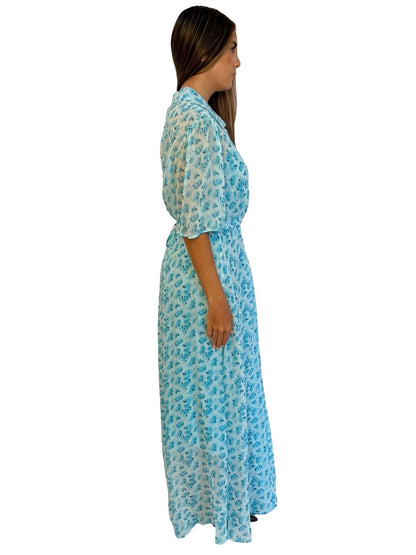 Lee Mathews Blue Blurry Print Dress. Size: 5