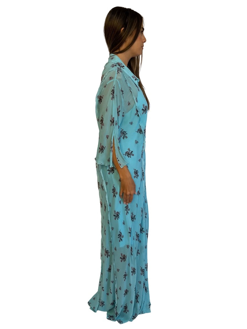 Lee Mathews Blue Branch Print Dress. Size: 5