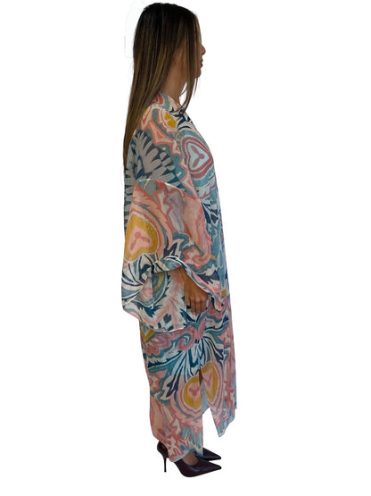 Etro Multi-Colour Sheer Print Kaftan. Size: 48