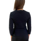 Scanlan Theodore Black Crepe Knit Long Sleeve Zip Up. Size: L