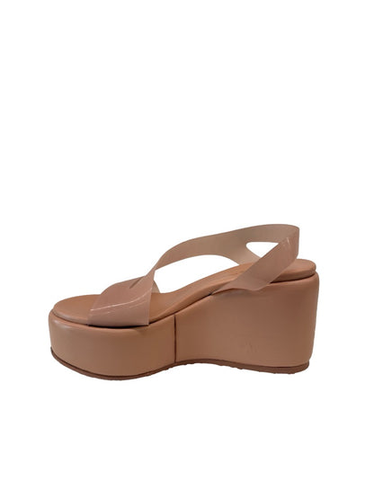 Gianvito Rossi Nude 'Flexi Nappa' Platform Wedge Sandals. Size: 38