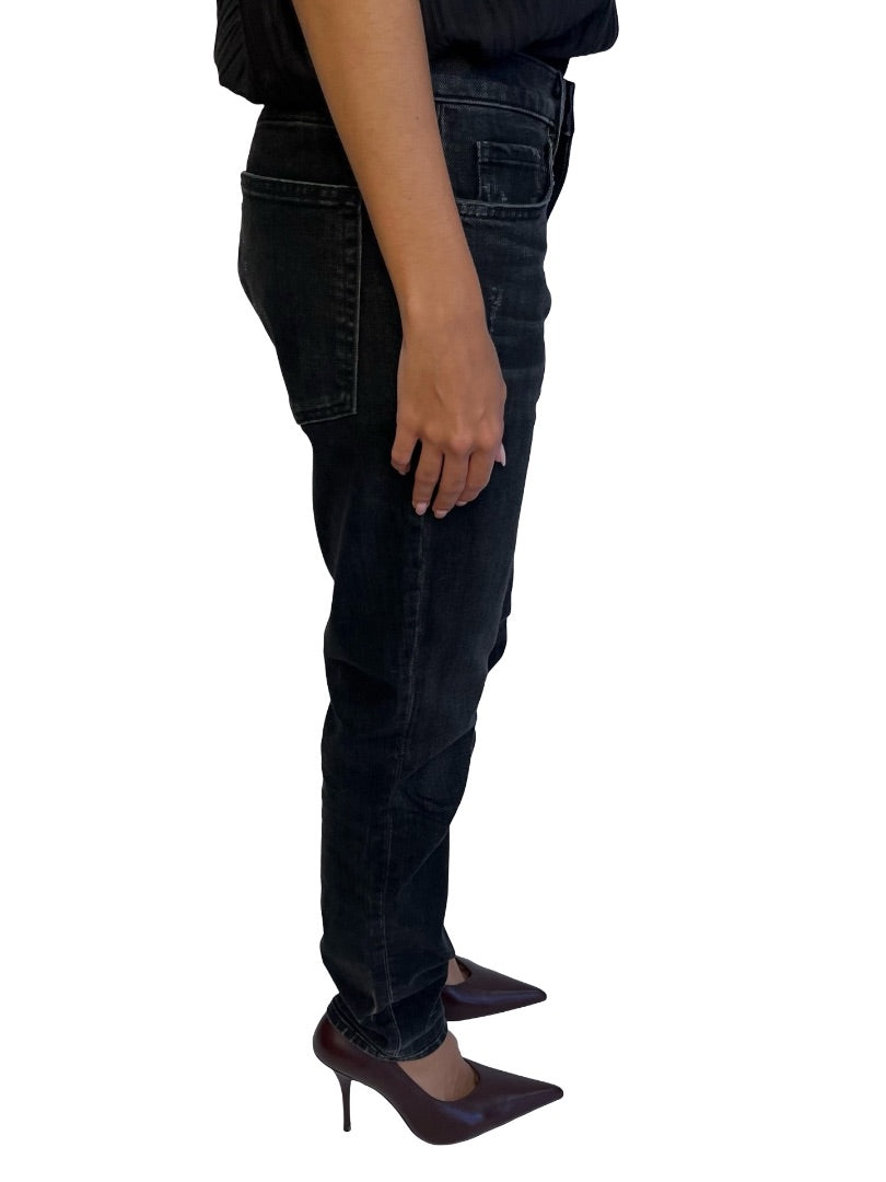 Nili Lotan Distressed Wash Mid Rise Slim Jeans. Size: 28