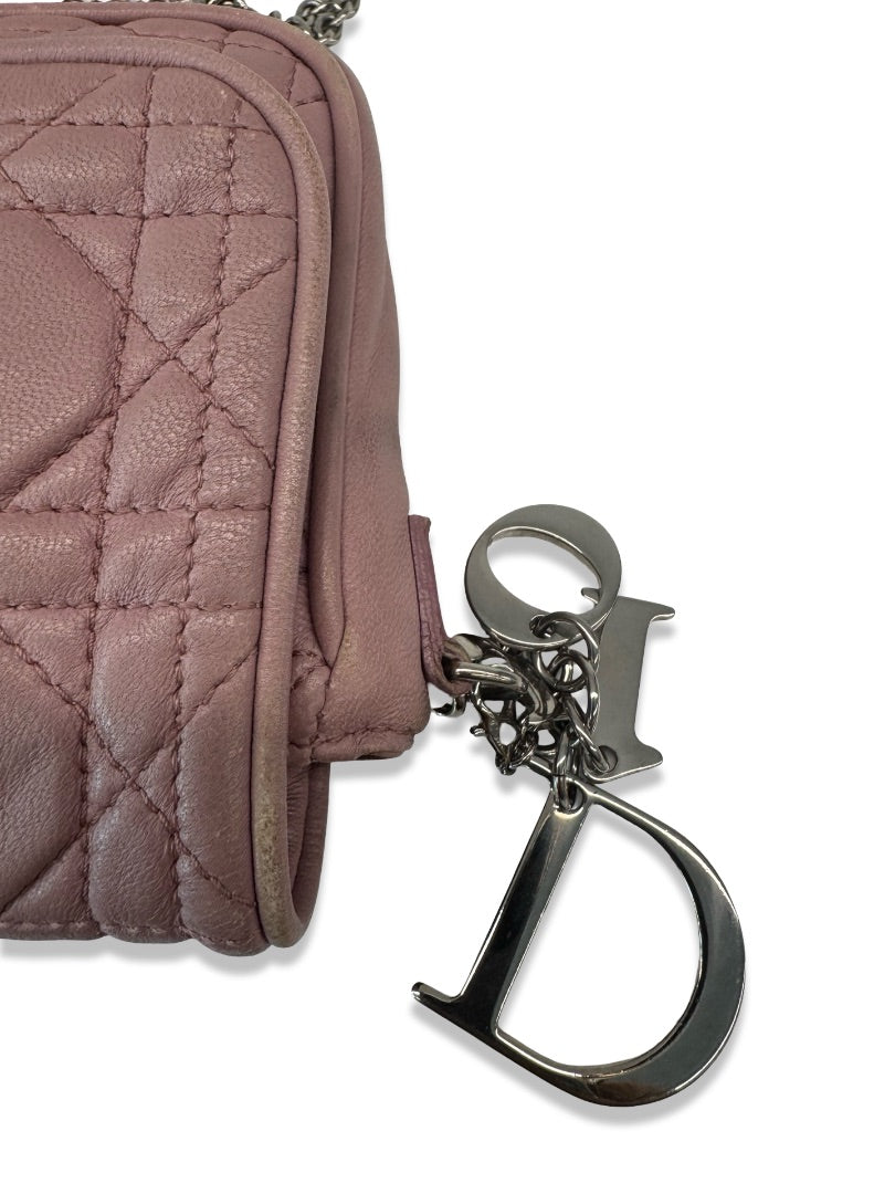 Christian Dior Rose Mini Leather Shoulder Bag.