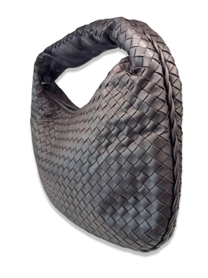 Bottega Veneta Brown Intrecciato Leather Hobo Bag.