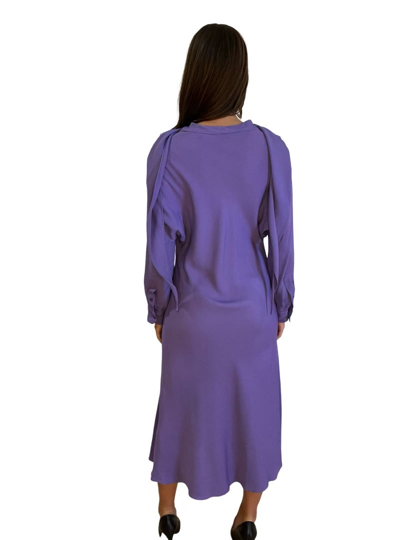 Scanlan Theodore Purple Neck Tie Long Dress. Size: 12