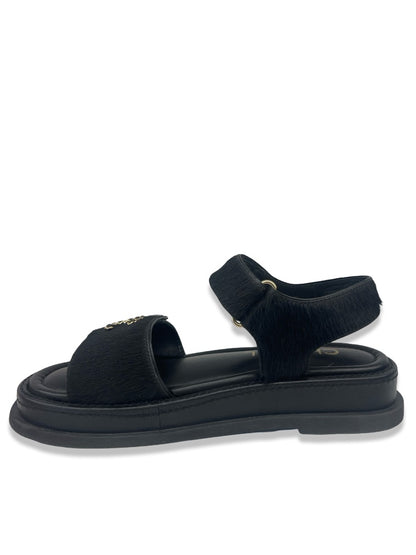 Chanel Black Pony Hair Leather Sandal. Size: 37.5