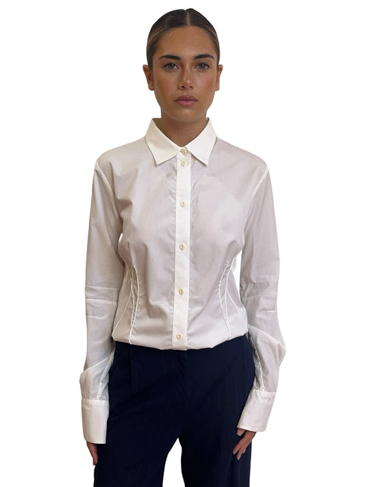 Marithé + François Girbaud White Stitch Shirt. Size: 46 IT
