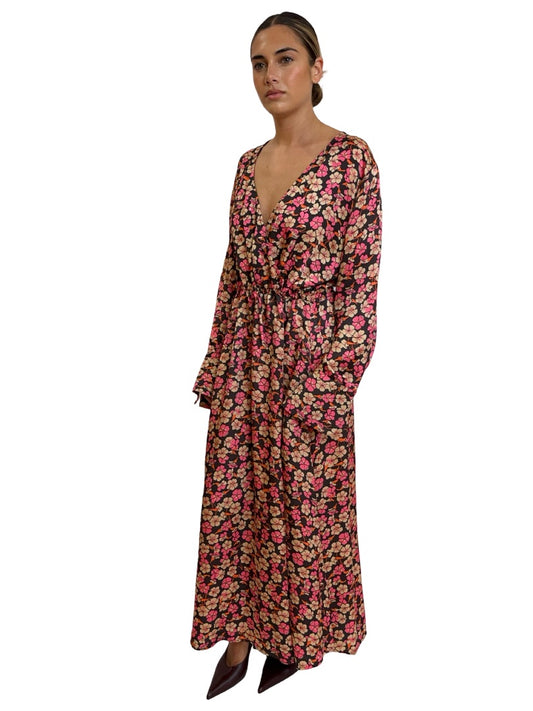 Second Female Pink / Orange / Black Flower Print Dress. Size: L