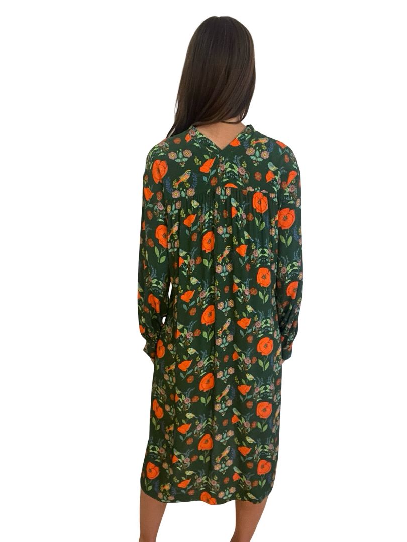 Scanlan Theodore Green Floral Midi Dress. Size: 8