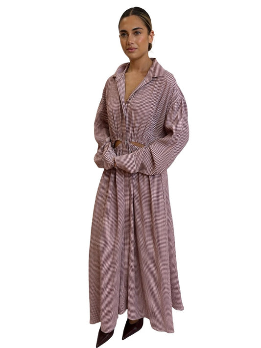 Scanlan Theodore Red / White Gingham Long Sleeve Dress. Size: 12