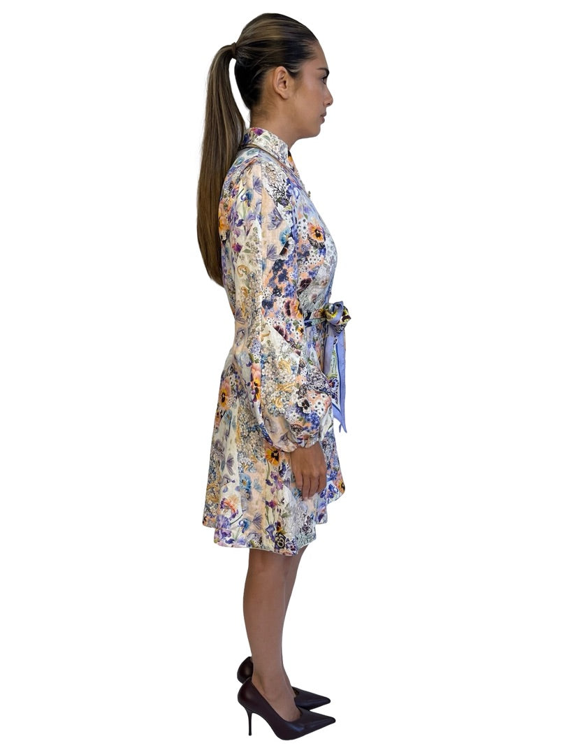 Zimmermann Purple / Multi-Colour Iris Floral Print mini Dress. Size: 1