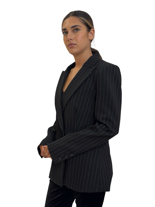 Camilla & Marc Black Daub Pinstripe Blazer. Size: 10