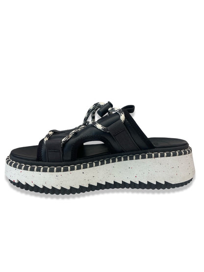 Chloe Black/White Leather 'Lilli' Platform Rope Sandals. Size: 39