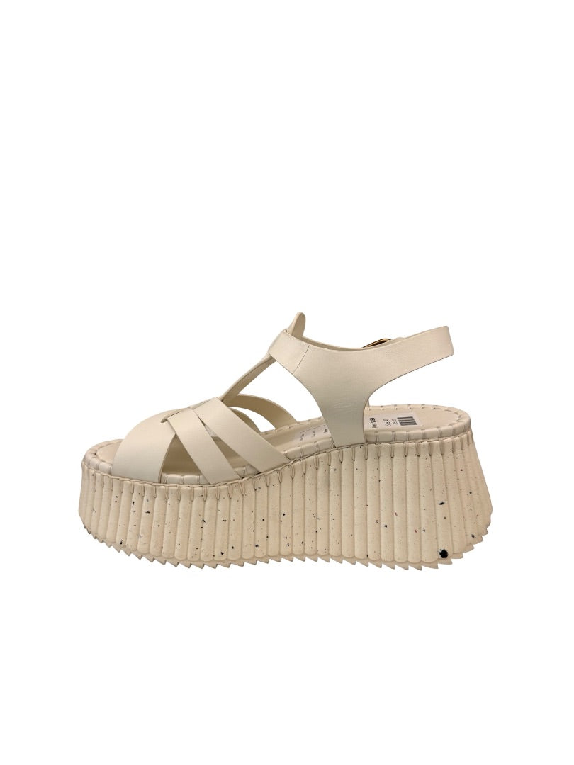 Chloe White Nama 80 Leather Platform Sandals. Size: 40